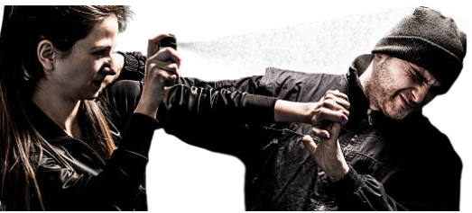 Woman pepper spraying man